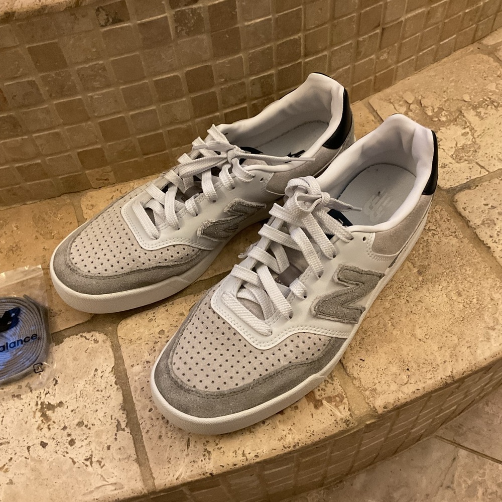 New Balance Gray Sneakers with Perforated Toe Box and Padded Collar